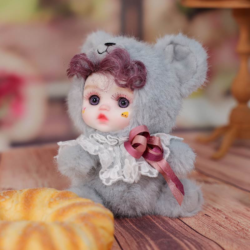 8 Inch/20cm High-Quality porcelain Cheeks Plush Gray Mouse Hat Doll - Reborn Doll Australia