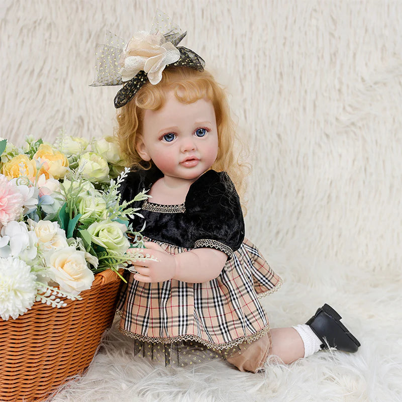 22-inch/55cm Retro Plaid dress enamel doll - Reborn Doll Australia