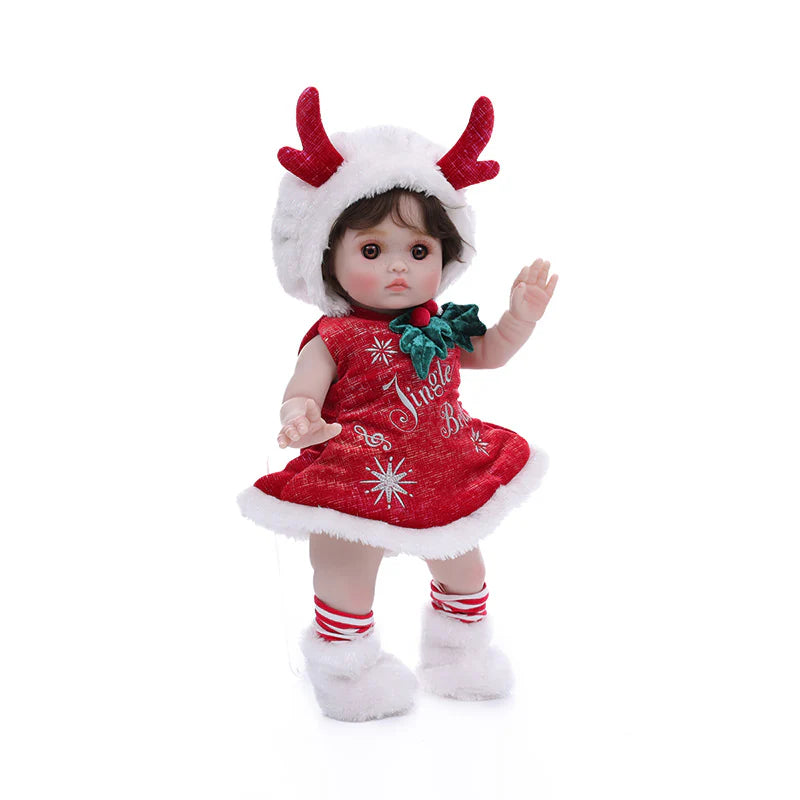 18 Inch/45cm Vinyl Lifelike Reborn Baby Doll in Festive Red Christmas Costume - Reborn Doll Australia