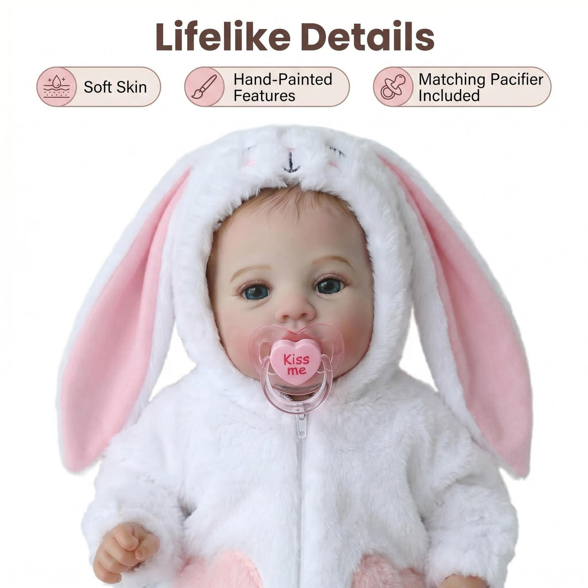 18inch Newreborn Baby Doll Lifelike Cuddly Figure with 3D Skin Multiple Layers Painting Visible Veins