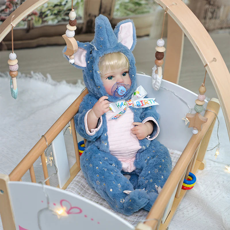 20-Inch Full-body vinyl rebirth doll, dressed in a blue elephant costume - Reborn Doll Australia