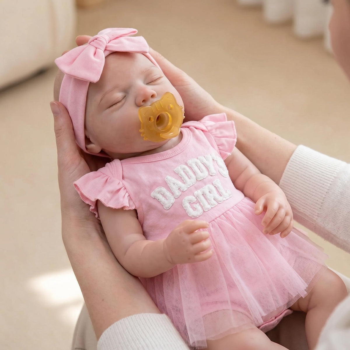 18inch Pascale Mouth Can Open Full Solid Platinum Silicone Real Baby Girl Doll with Pacifier Included
