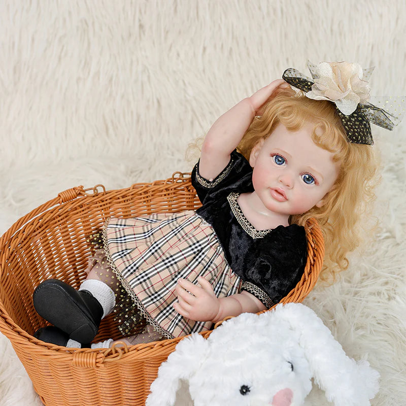 22-inch/55cm Retro Plaid dress enamel doll - Reborn Doll Australia