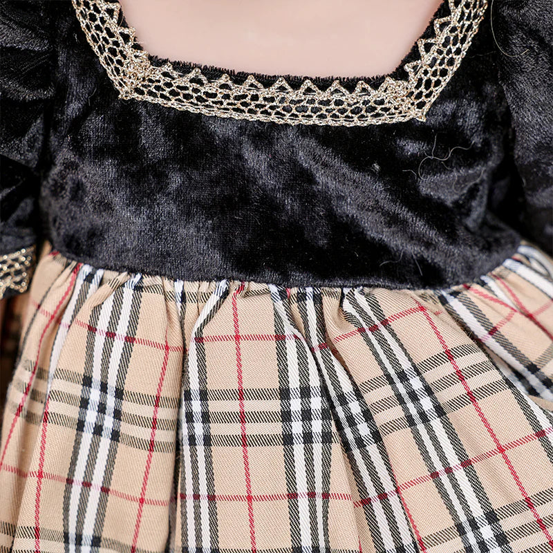 22-inch/55cm Retro Plaid dress enamel doll - Reborn Doll Australia