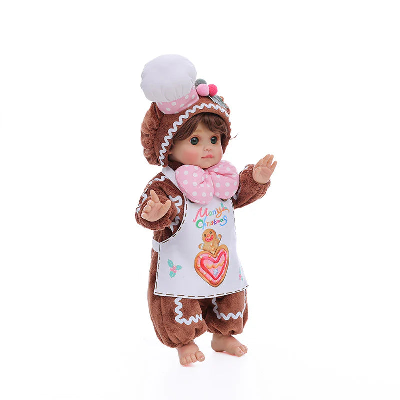 18 Inch/45cm Vinyl Lifelike Reborn Baby Doll in Brown Little Chef Christmas Costume - Reborn Doll Australia