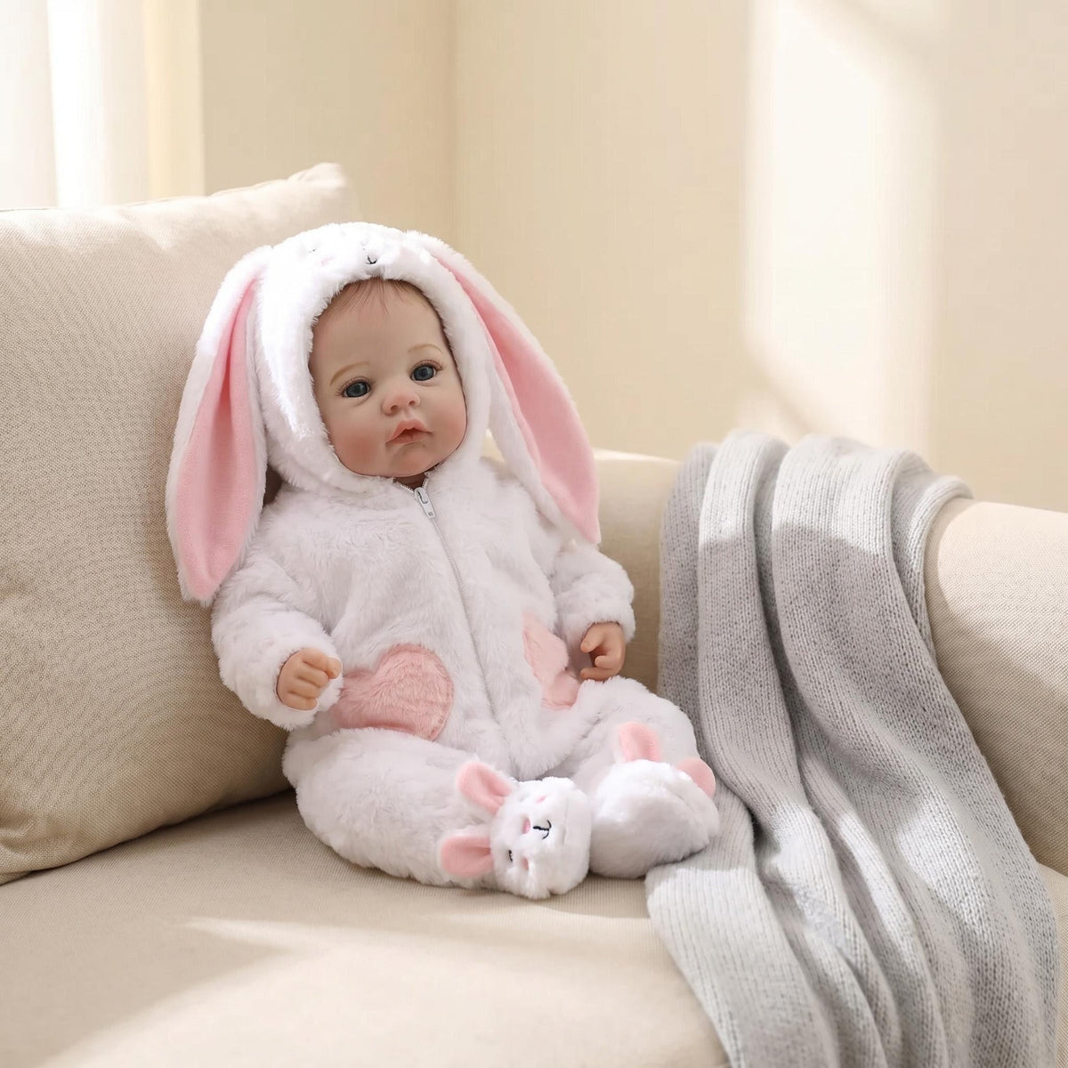 18inch Newreborn Baby Doll Lifelike Cuddly Figure with 3D Skin Multiple Layers Painting Visible Veins
