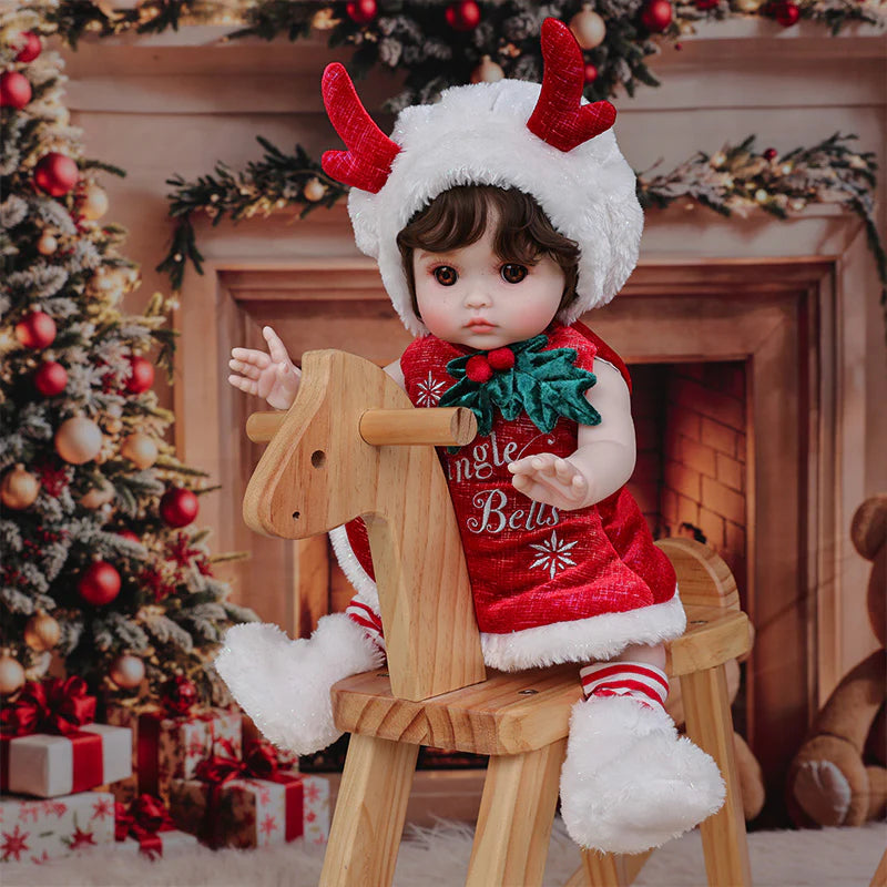 18 Inch/45cm Vinyl Lifelike Reborn Baby Doll in Festive Red Christmas Costume - Reborn Doll Australia