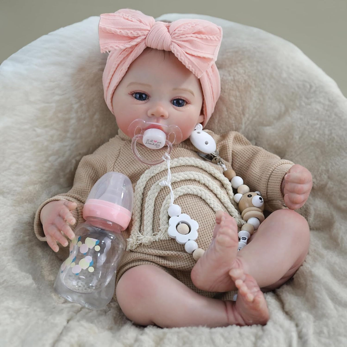18" Lifelike Reborn Baby Doll – Girl with Soft Weighted Body, Realistic Newborn Gift Set for Kids Age 3+