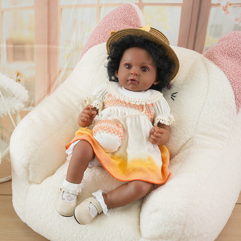24-Inch/60cm Realistic African American Reborn Vinyl Doll - Cloth Body Reborn Dolls - Reborn Doll Australia