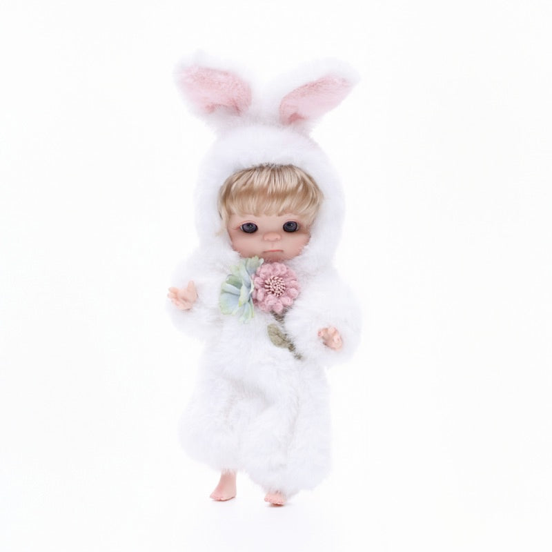 Premium Plush Bunny Baby Doll 10 inch/25cm Ultra-Soft Animal Costume Doll Toy Collectible Name Coco - Reborn Doll Australia