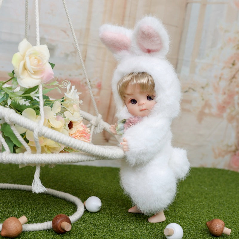 Premium Plush Bunny Baby Doll 10 inch/25cm Ultra-Soft Animal Costume Doll Toy Collectible Name Coco - Reborn Doll Australia