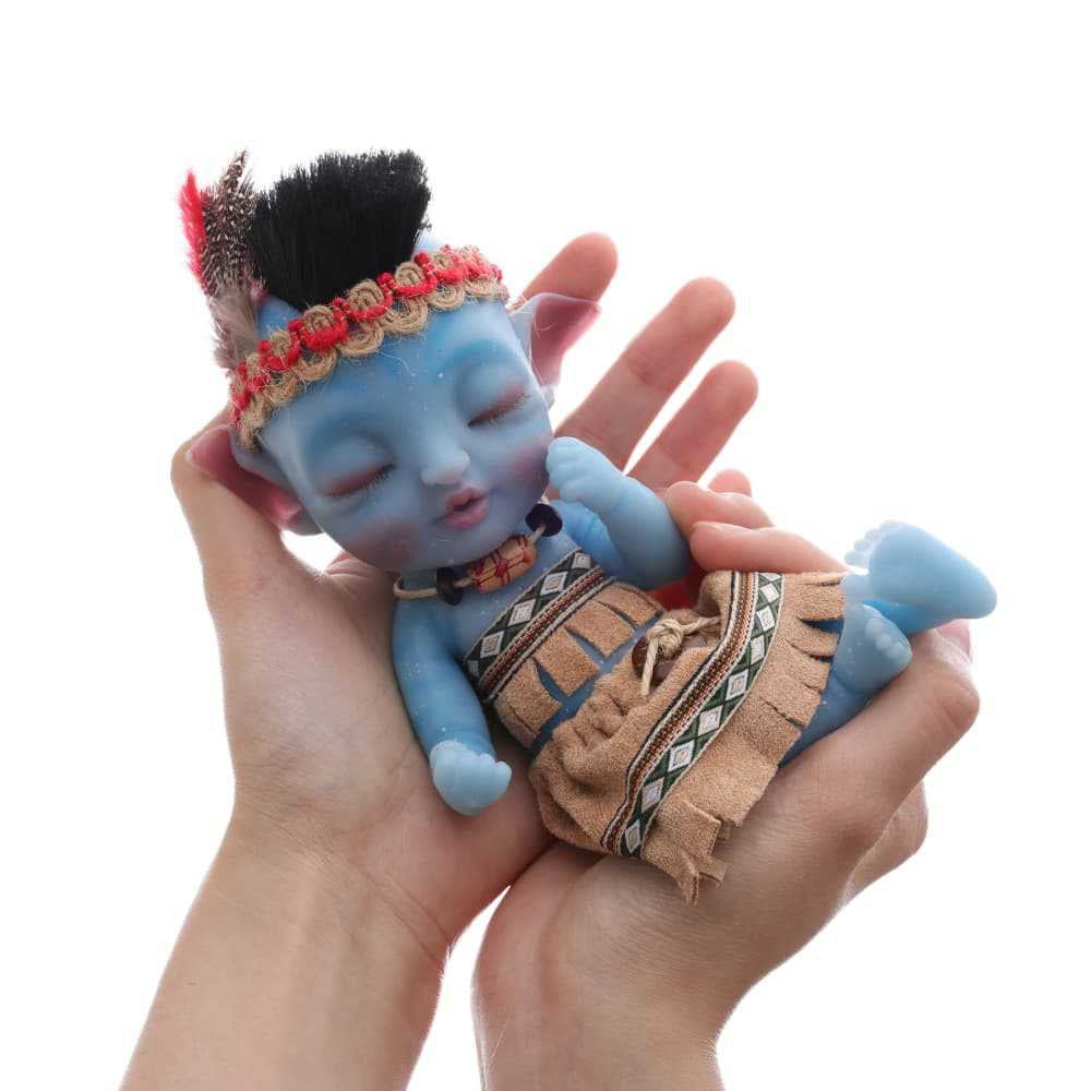 8-Inch/20cm Cute Mini Full Silicone Avatar Reborn Dolls Close Eyes - Reborn Doll Australia