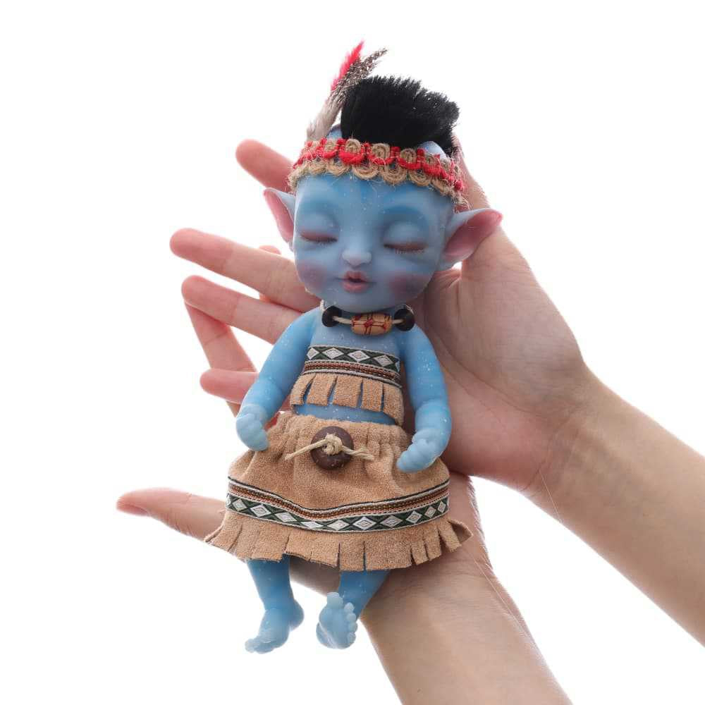 8-Inch/20cm Cute Mini Full Silicone Avatar Reborn Dolls Close Eyes - Reborn Doll Australia