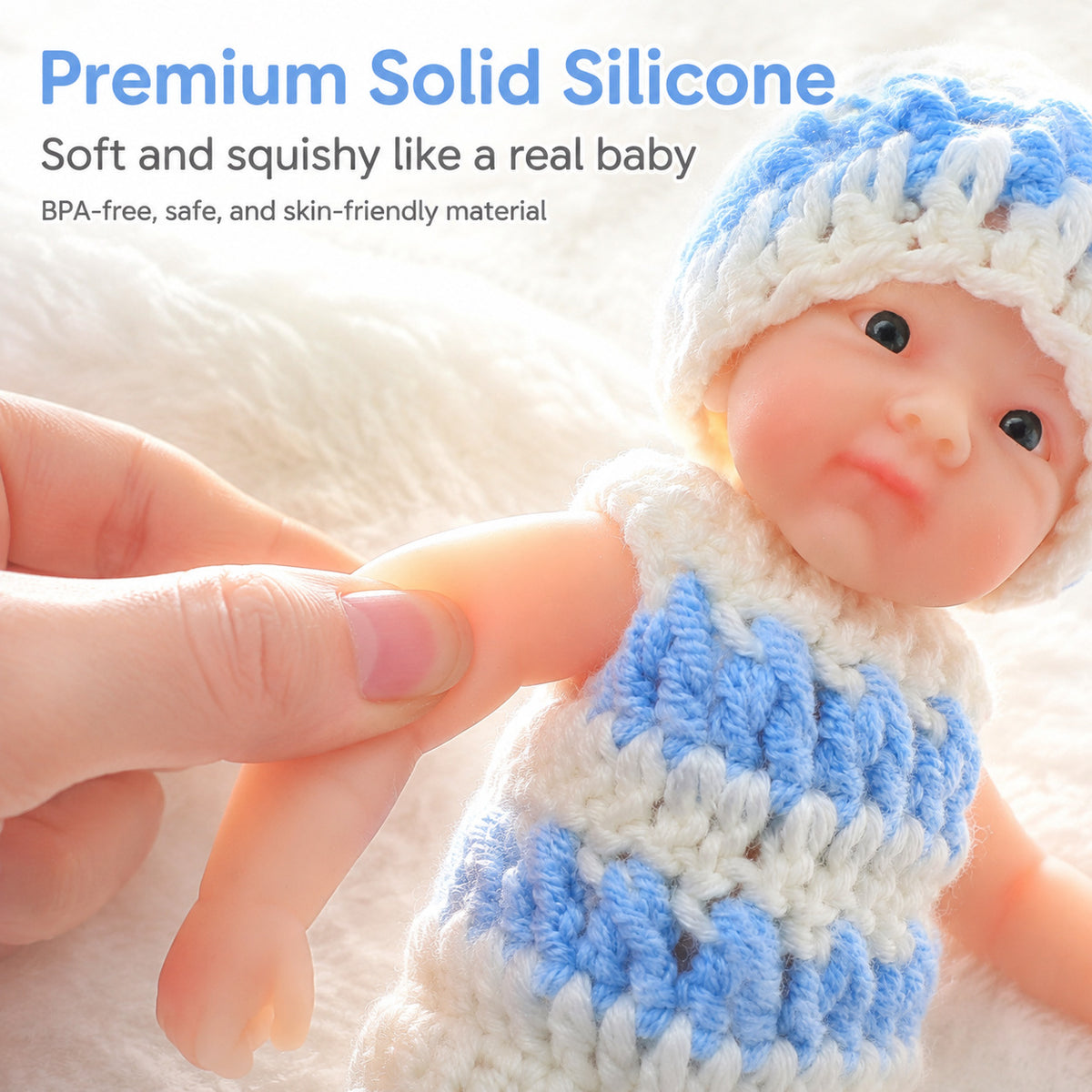6-inch palm solid silicone reborn baby simulation doll, real-feel stretchable children's toy gift