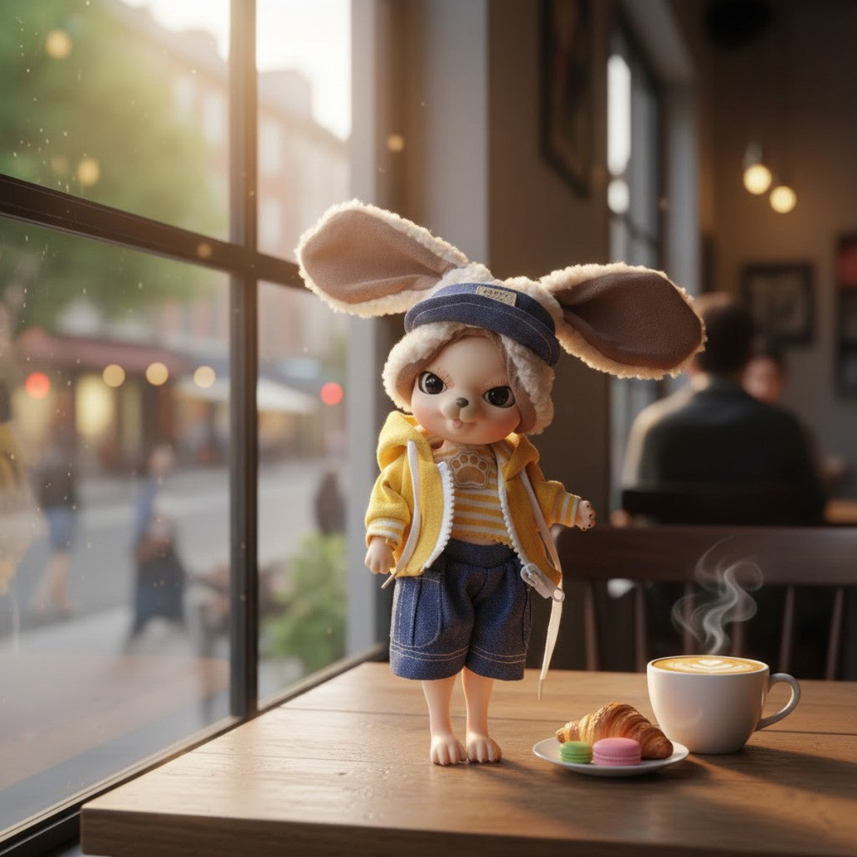Adorable 10 Inch Porcelain Dress-up Baby Yollow Rabbit Dolls (BJD)