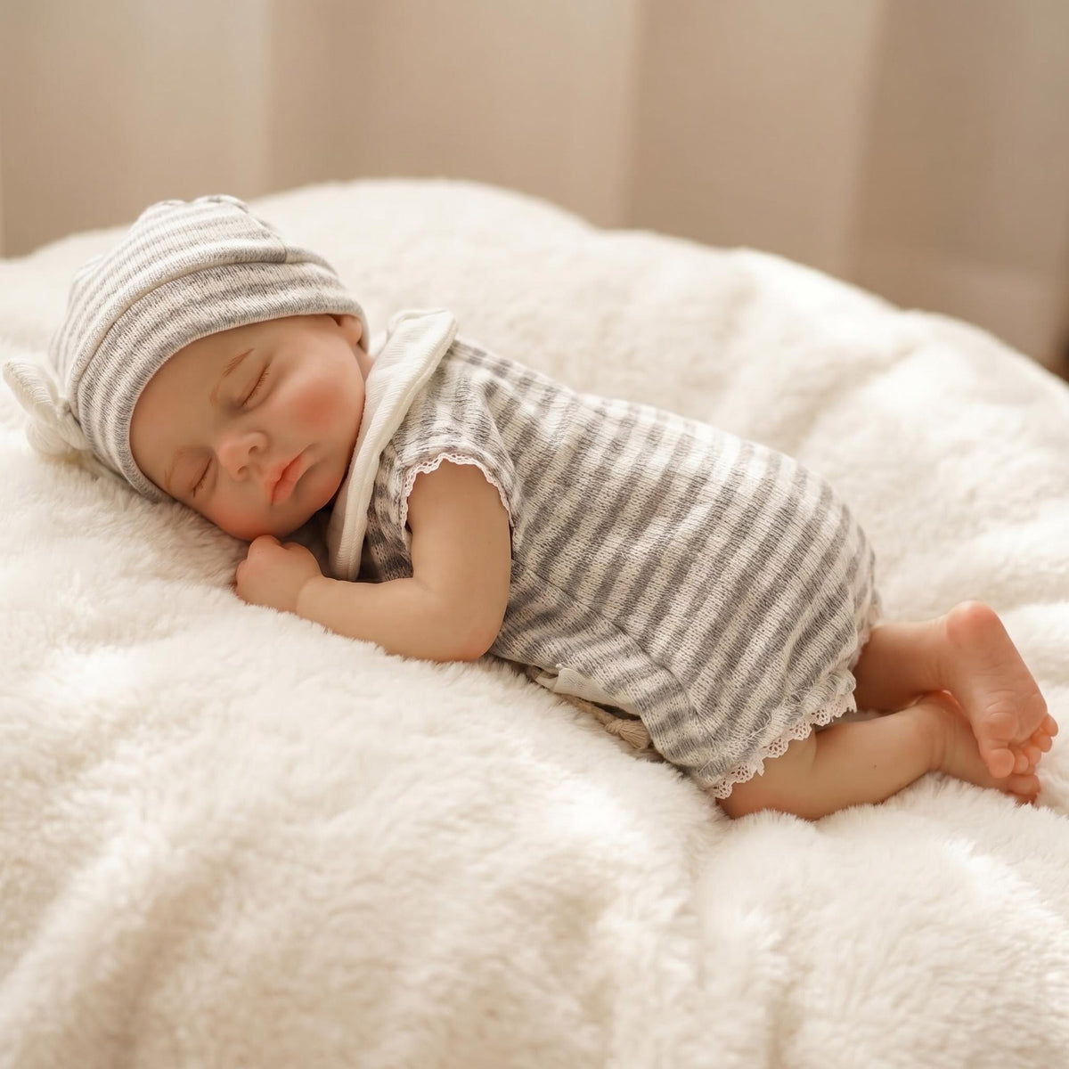12 Inch Handmade Sleeping Baby with Full Soild Silicone Reborn Doll Washable Real Touch Collectible Art Doll