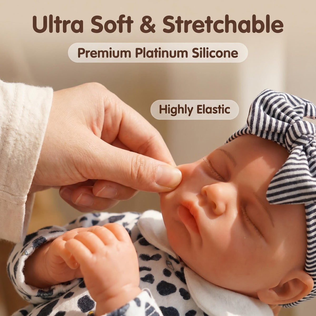 12 inch with Silicone Body, Adorable Striped Bow Accessories, Companion Toy, Unique Gift Option For Birthday Parties And Western Festivals