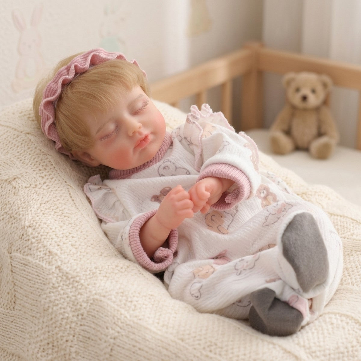 12 inch solid silicone 30cm simulation baby reincarnation doll, real kneading, hand feel, closed eyes