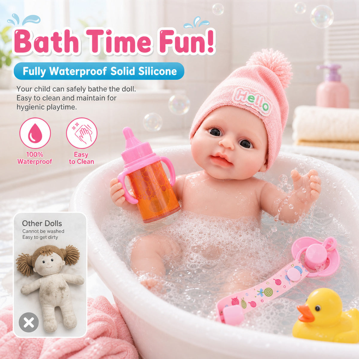 12 inch with Full Solid Silicone Body lifelike doll toy, Collectible Doll Toy for Girls & Doll Lovers