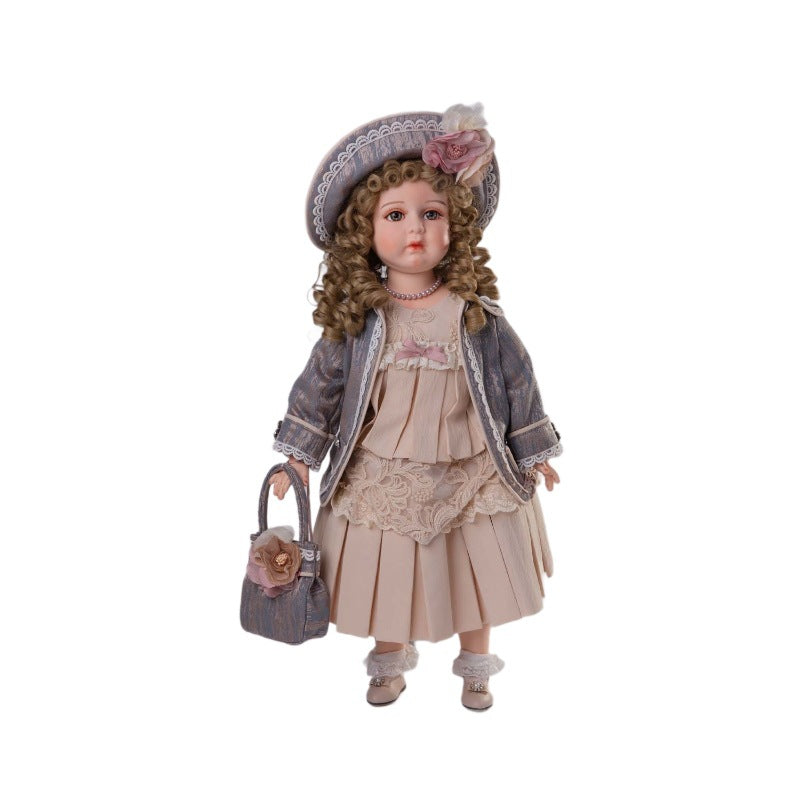 26 Inch Antique Bisque Doll Porcelain Girl Doll with Gorgeous Dressing