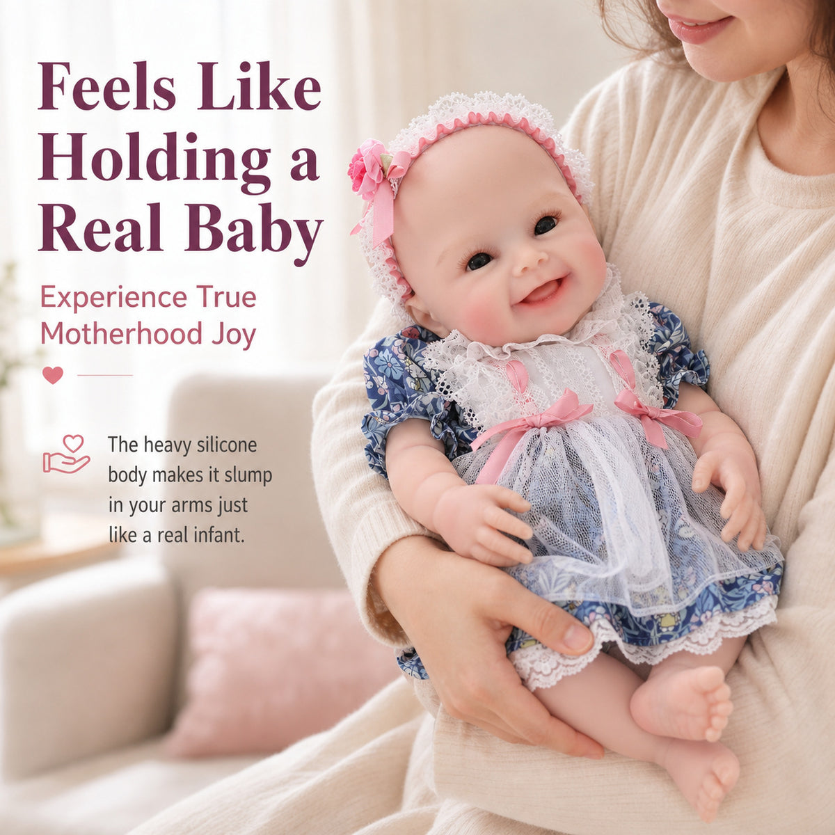 17 inch Reborn Baby Dolls Lovely Full Solid Silicone Baby Realistic Newborn Dolls Toy Xmas Gift