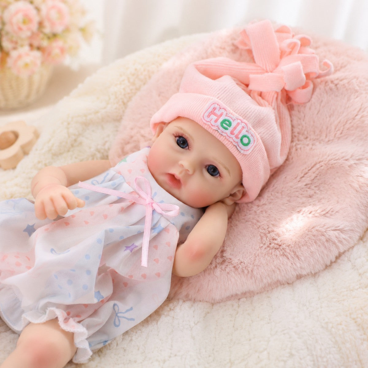 12 inch silicone reincarnation simulation baby doll with soft skin, real touch, stretchable when opened, 30cm bald head