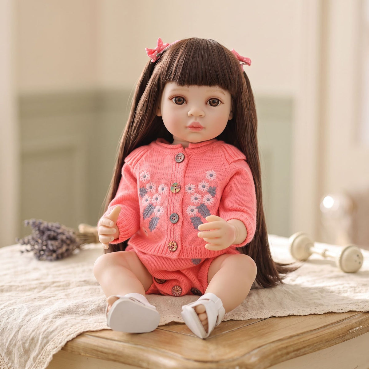 22 inch reborn doll with Full Vinyl Body simulated baby comfort doll gift for girl