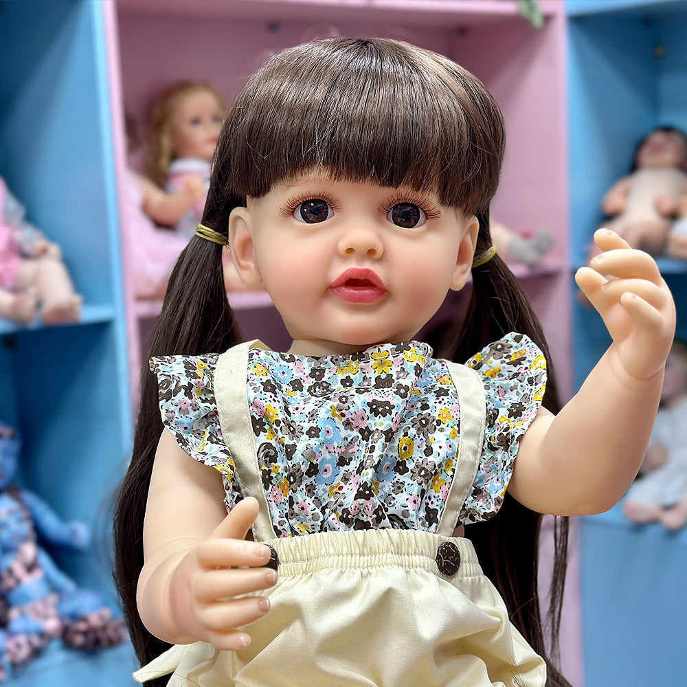 Real‑Looking 22 Inch Full‑Vinyl Collectible Doll, Twin‑tail Hairstyle, Multi‑age Companion Toy for Kids and Adult Doll Collectors
