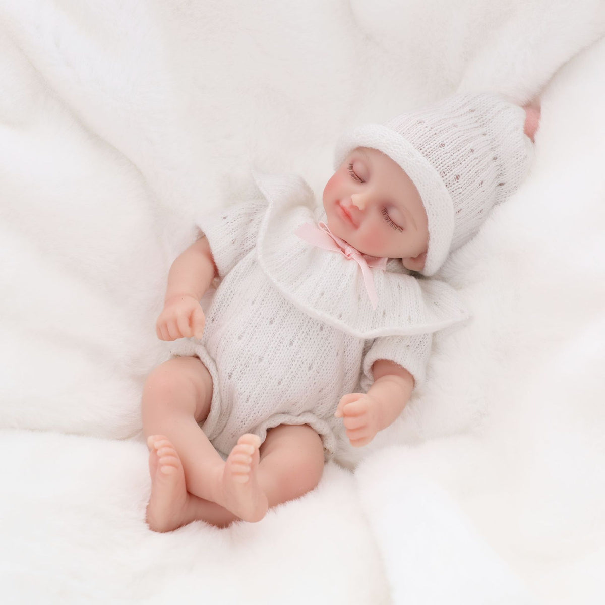 8 inch Reborn Baby Girl Doll, mini realistic full-body silicone doll