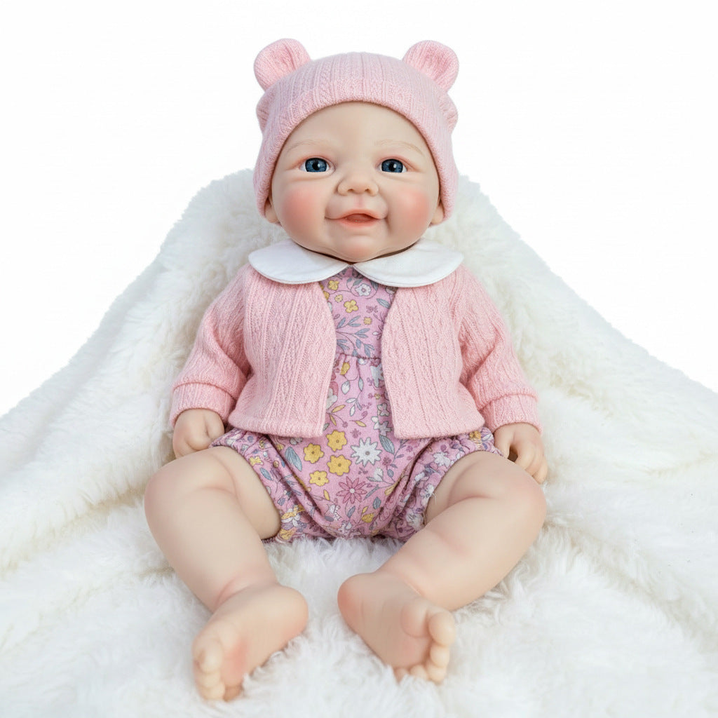 12 inch solid silicone reborn doll pink cardigan jacket simulation toy doll
