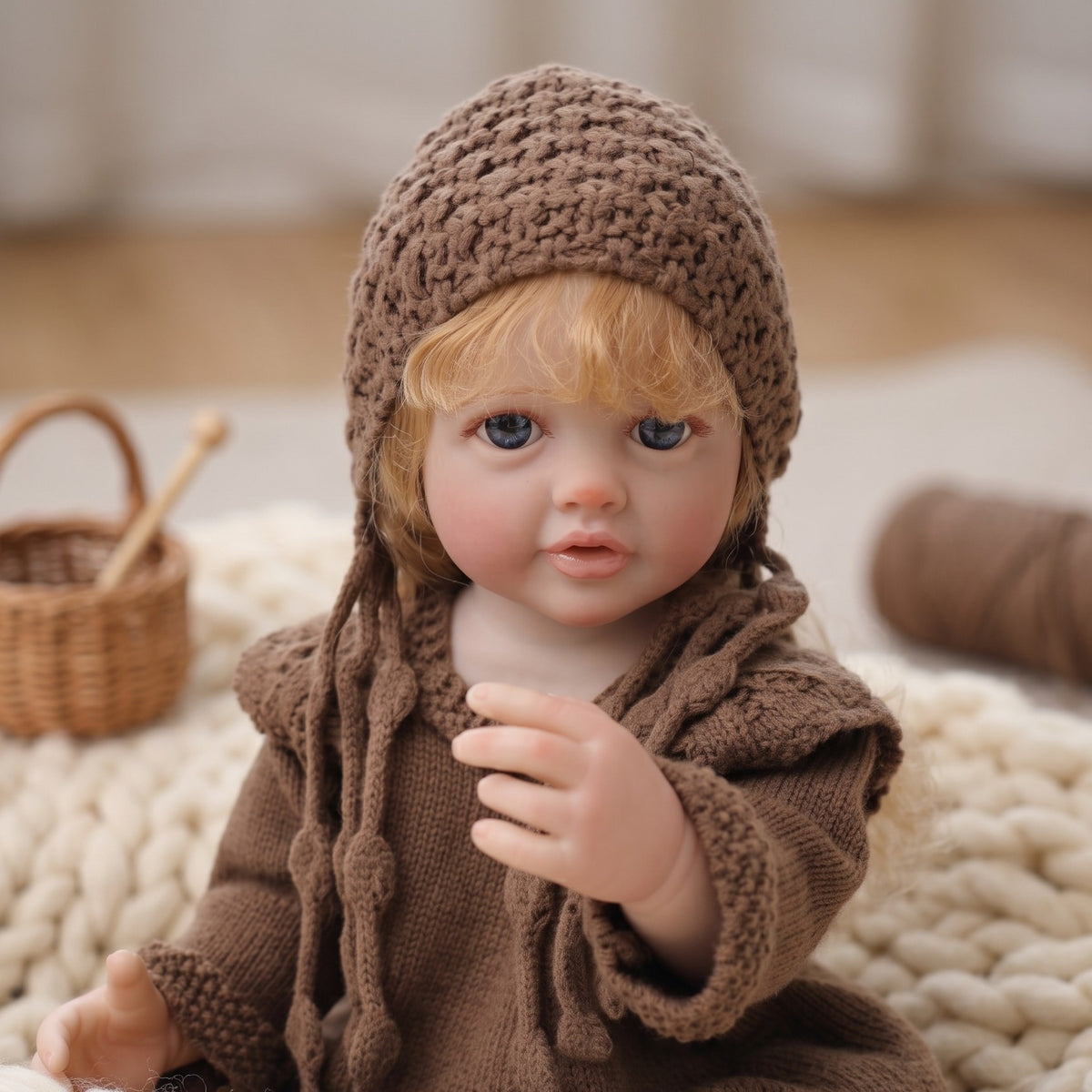 22 inch Reborn Doll with Full Vinyl Body simulated baby Hand-implanted Hair bath toy gift