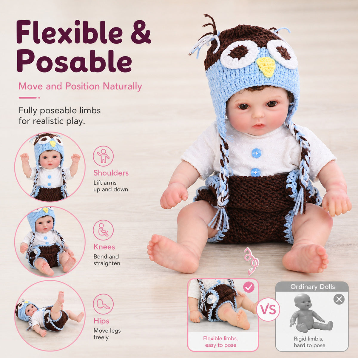 16 inch Lifelike Handcrafted Reborn Baby Dolls Full Solid Silicone Baby 3D Real Skin Kids Play Toy Gift for Girls