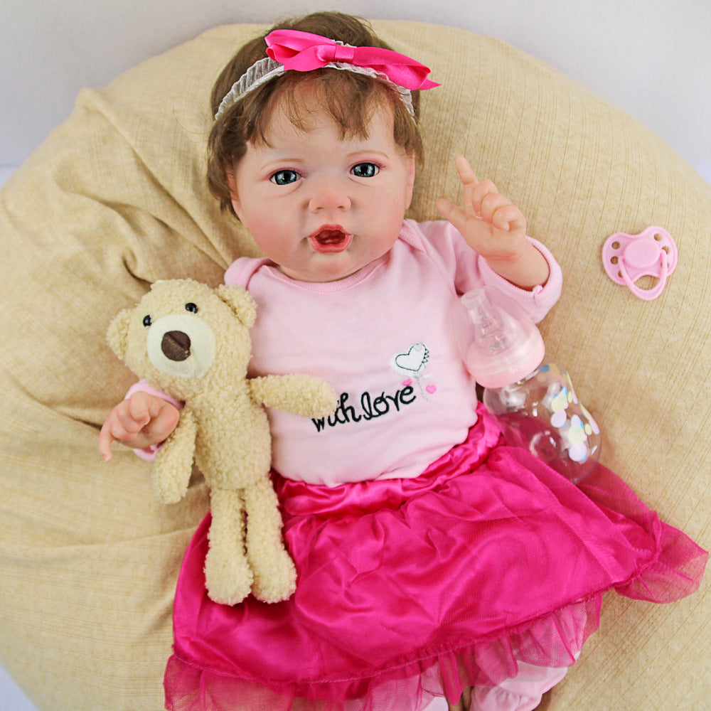 22 Inch Cloth‑Body Open‑Eyes Reborn Baby Doll, Cute Panda‑Themed Plush Outfit, Gift Choice for Birthdays & Holiday Occasions