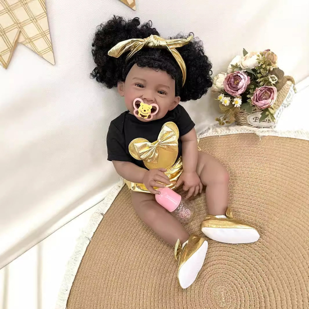 23 Inches Lifelike Handmade Reborn Doll Soft Cloth Body Real 3D Skin Simulation Newborn Baby Doll Play Toy for Girls Children