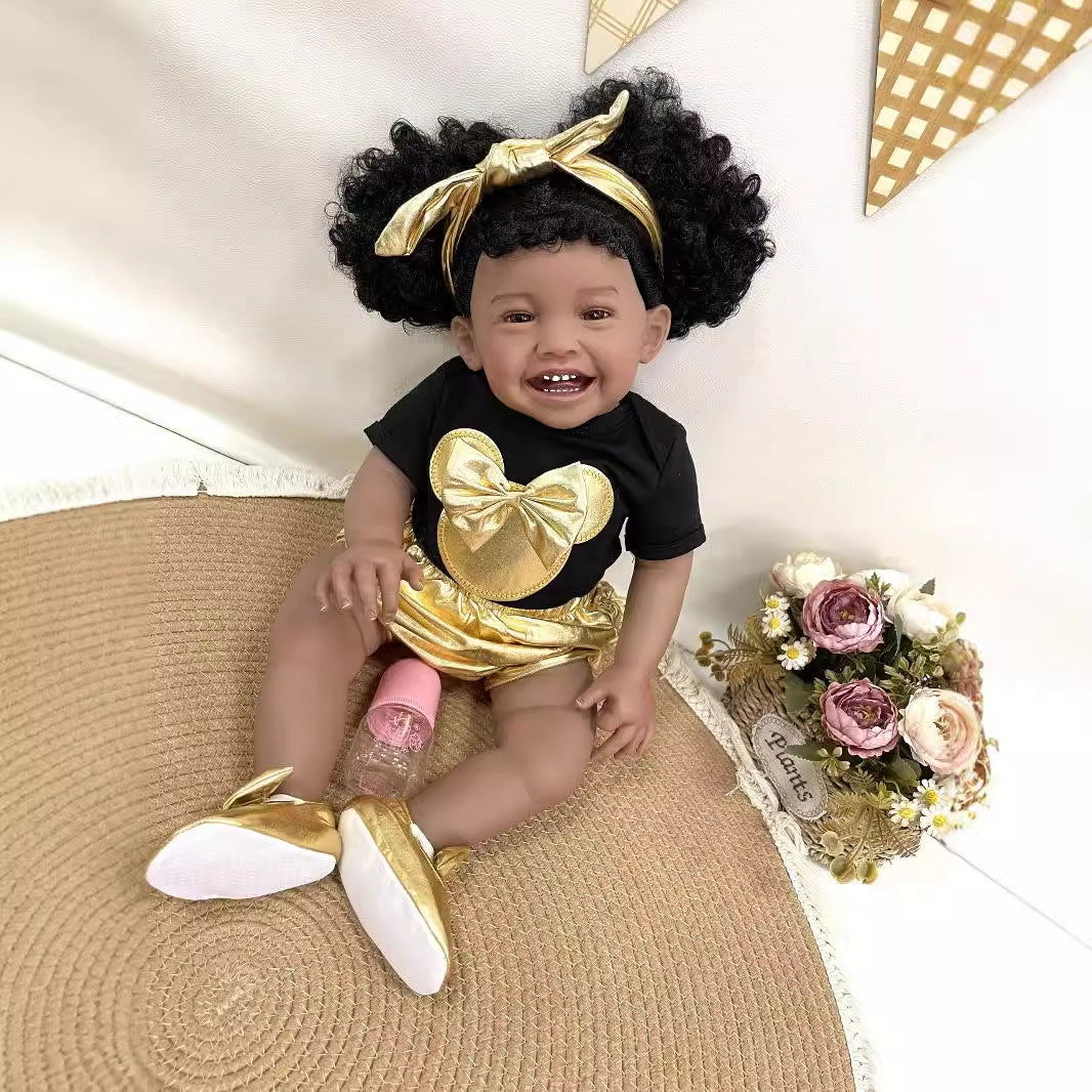 23 Inches Lifelike Handmade Reborn Doll Soft Cloth Body Real 3D Skin Simulation Newborn Baby Doll Play Toy for Girls Children