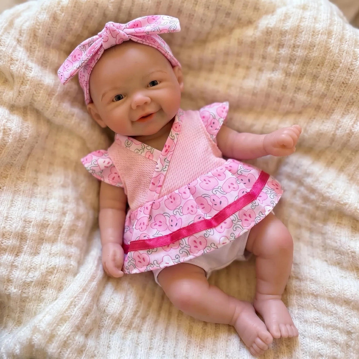 8 inch lace sleeve pink top with Full Soild Silicone Body reborn doll for children Christmas gift