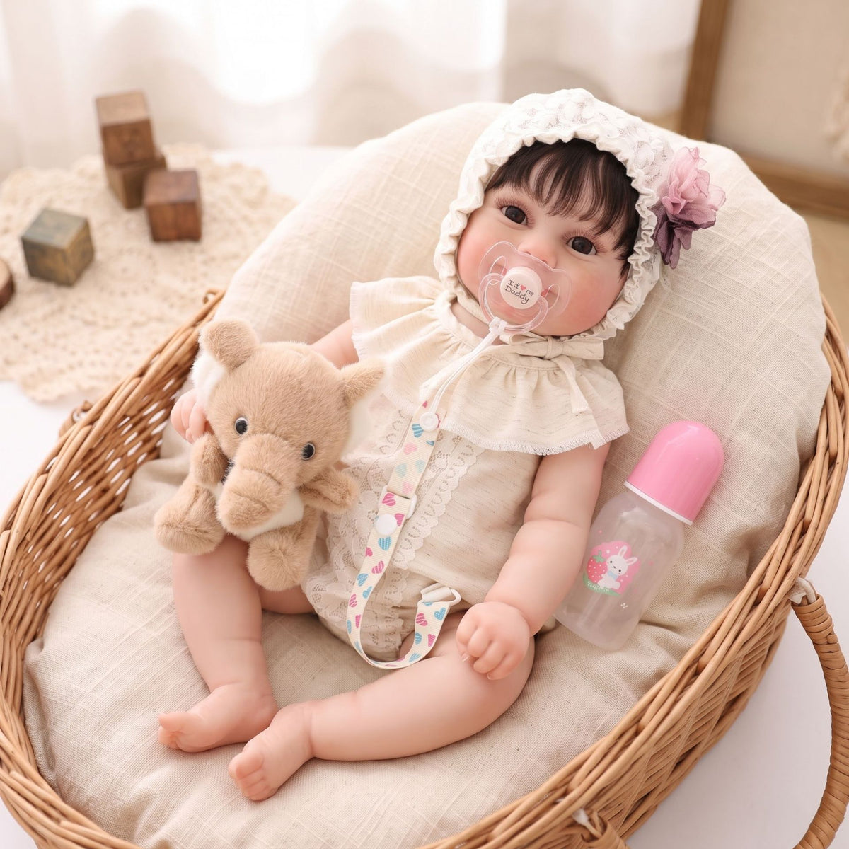 22 inch Handcrafted Reborn Doll Real 3D Vein Skin with Full vinyl Body Lifelike Newborn Baby Doll Birthday Present for Little Girl Collectors