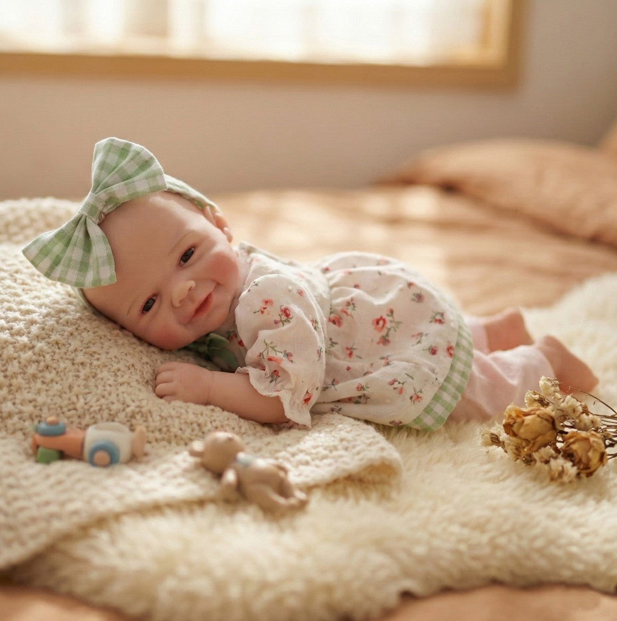 12 inch solid silicone reborn doll with real touch, can stretch 30cm with closed eyes, bald head simulation baby doll
