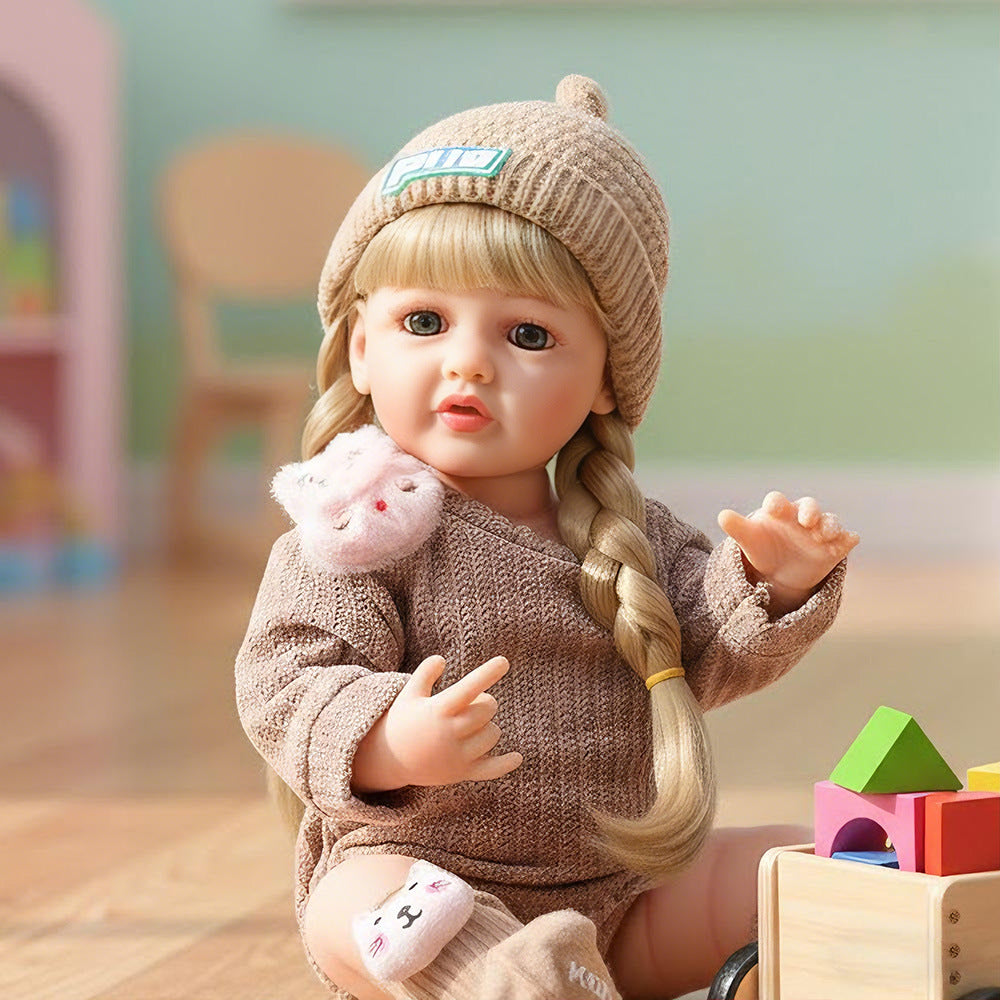 Russian English Spanish Crying and Laughing Dialogue 22 inch Full Plastic Rebirth Doll Simulation Baby Doll Girl