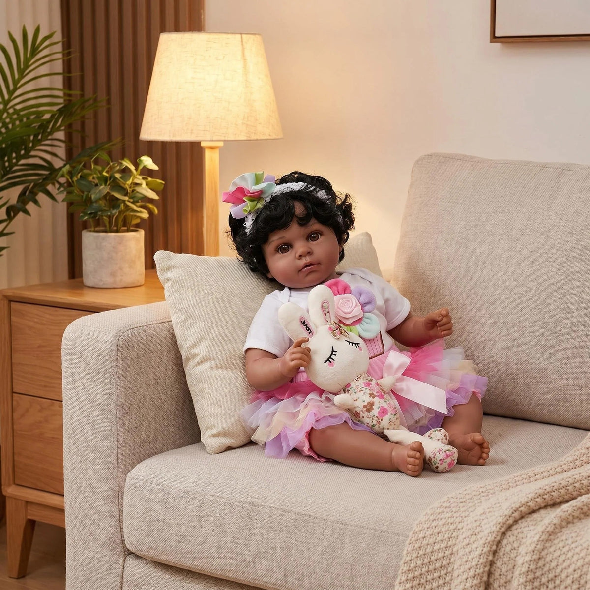 22 inch with Cloth Body Rainbow Tulle Dress Set, Emotional Therapeutic Companion Doll, Unique Surprise Gift For Birthday Parties And Western Festivals