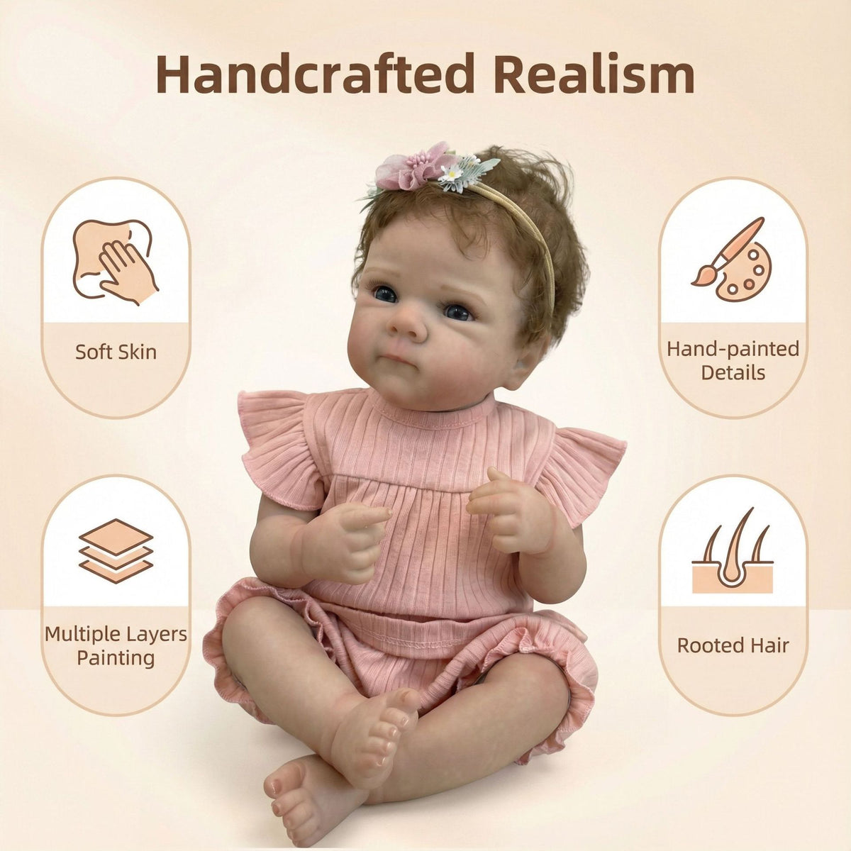 45cm Reborn Baby Doll Bettie Soft Vinyl Toy Lifelike Baby Doll Christmas Gift for Grils