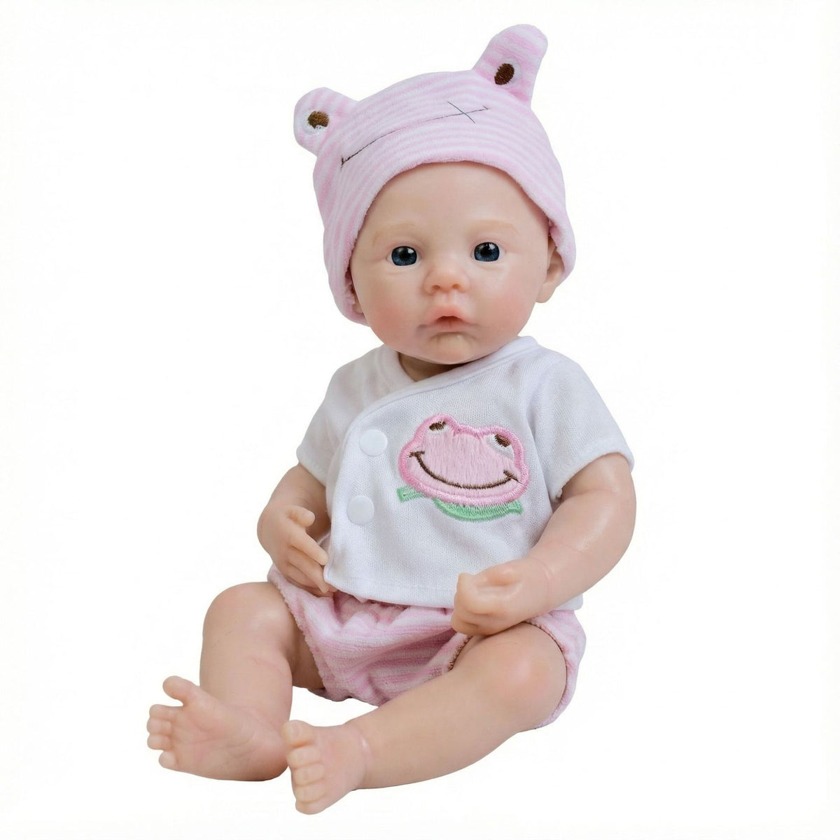 12 inch pink frog hat meadow solid silicone reborn doll for children's Christmas gift