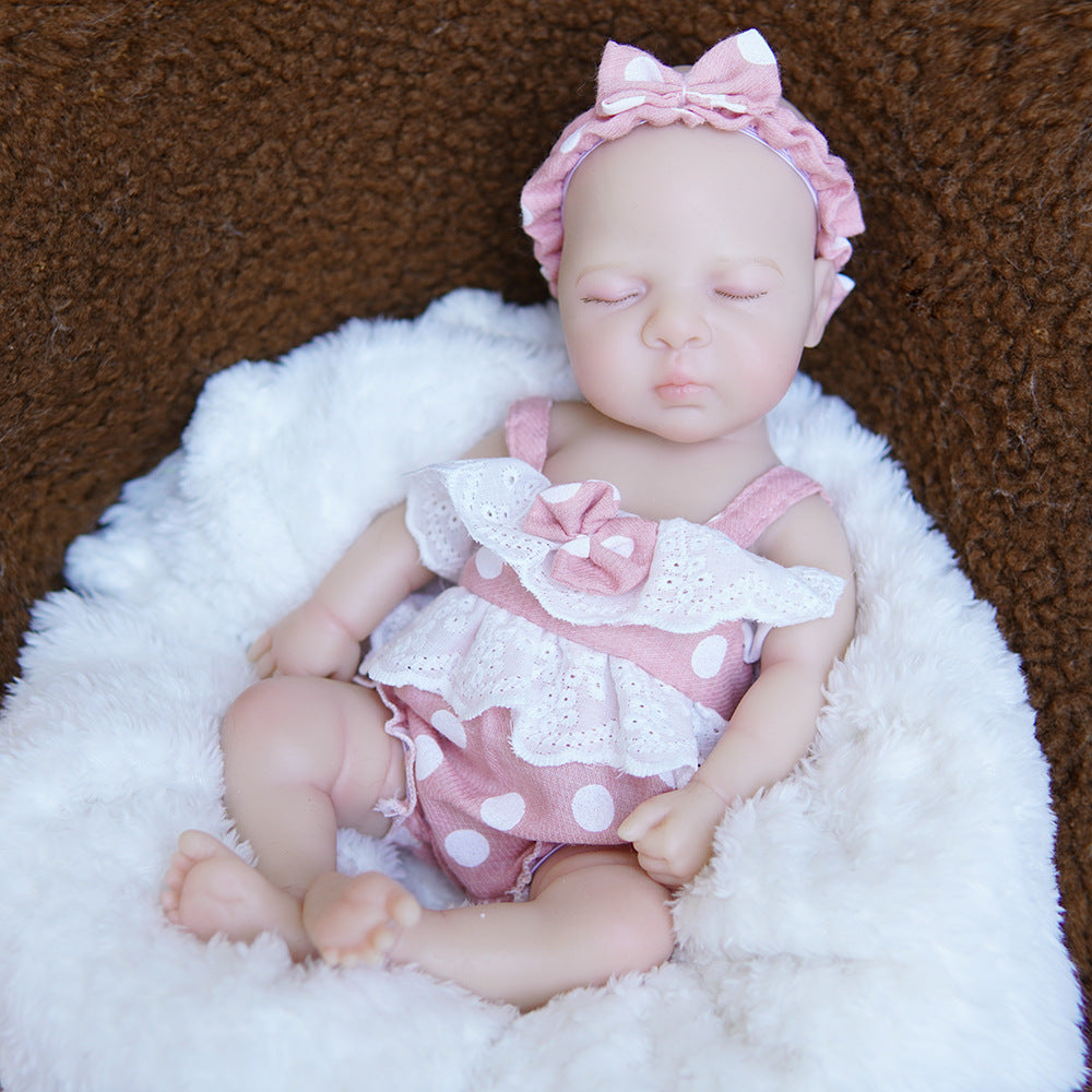 12 inch with Full Soild Silicone Body Reborn Doll Washable Poseable Infant Toy for Collectors & Pretend Play