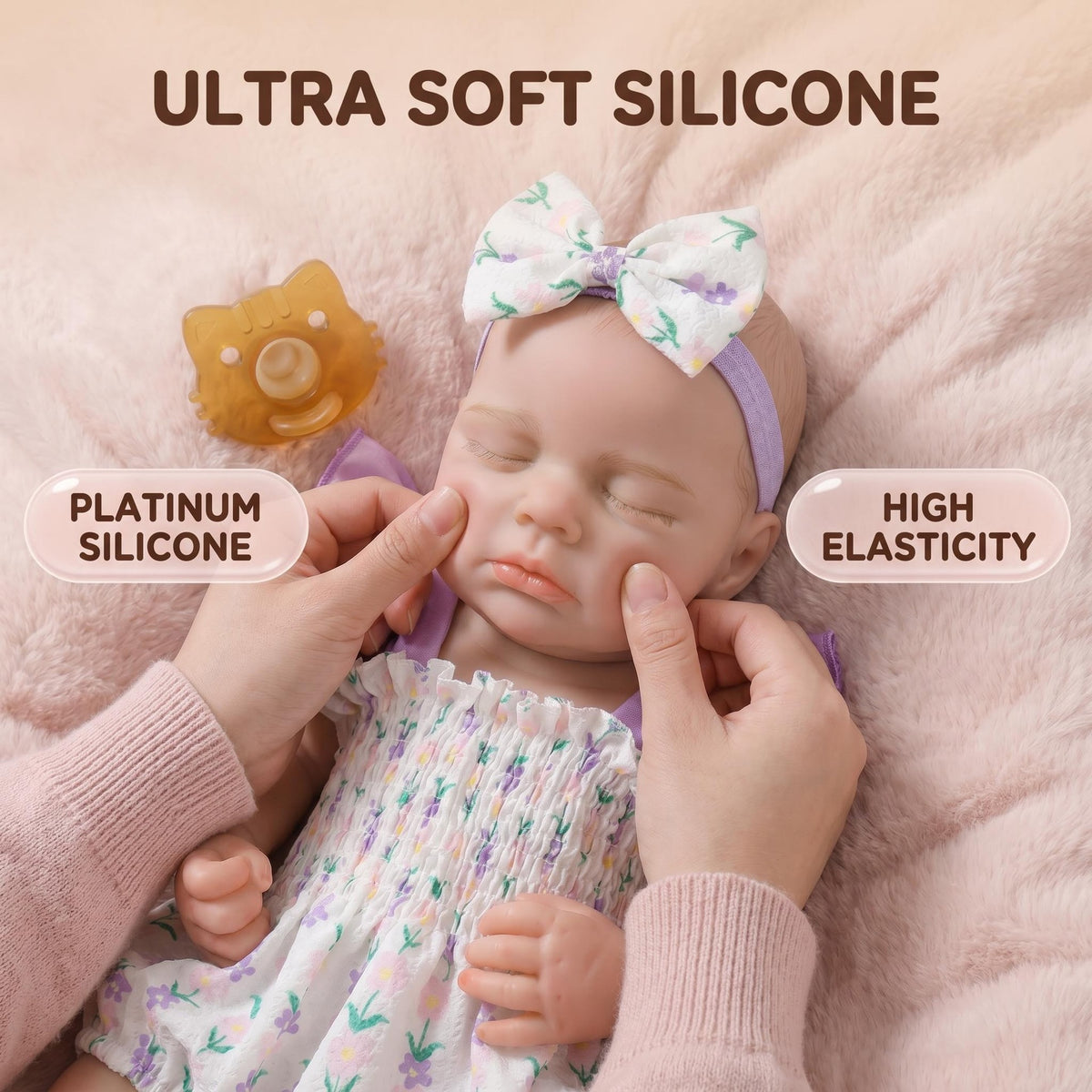 18 Inches Full Silicone Sleeping Reborn Doll, Gentle Floral Summer Outfit, Exclusive Holiday Gift for Reborn Doll Enthusiasts