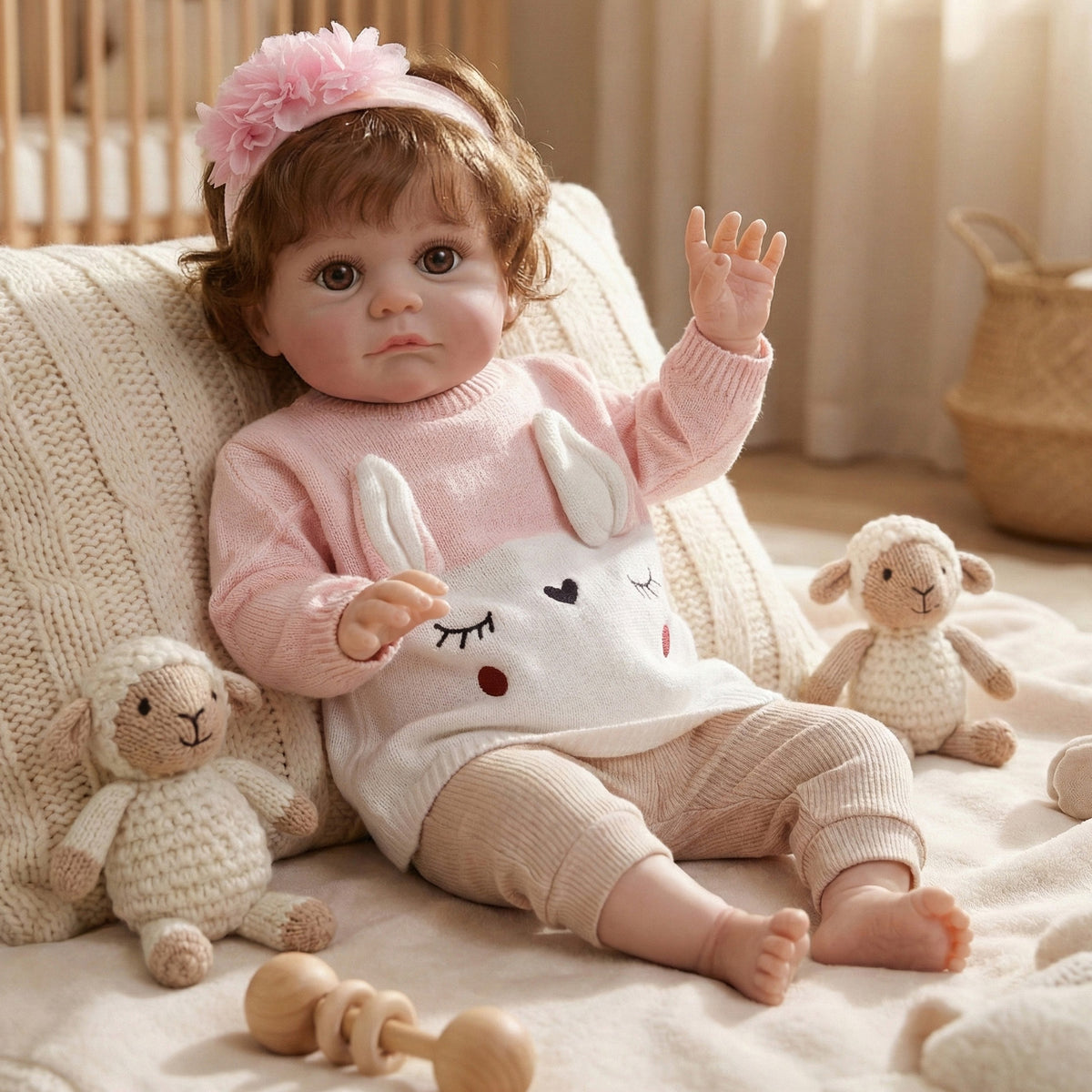24 inch Hand-implanted Hair doll with Cloth Body, simulated humanoid children's play house gift collection