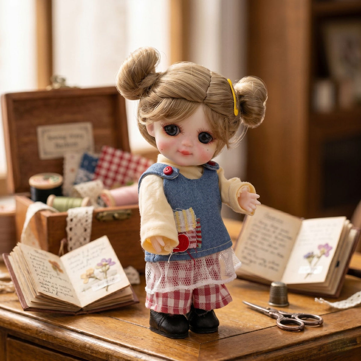 6 inch Mini with Full ceramic Body, Handmade Clothes Tabletop Ornament For Doll Collectors