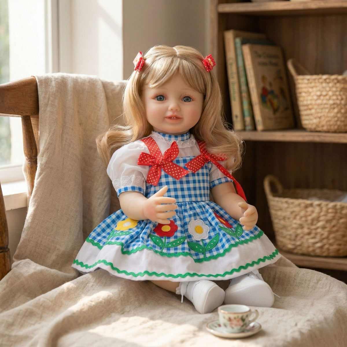 22 inch Multi-Layer Hand Painted Reborn Doll with Full vinyl body Soft Real Skin Texture Ideal Therapeutic Comfort Companion Gift Set