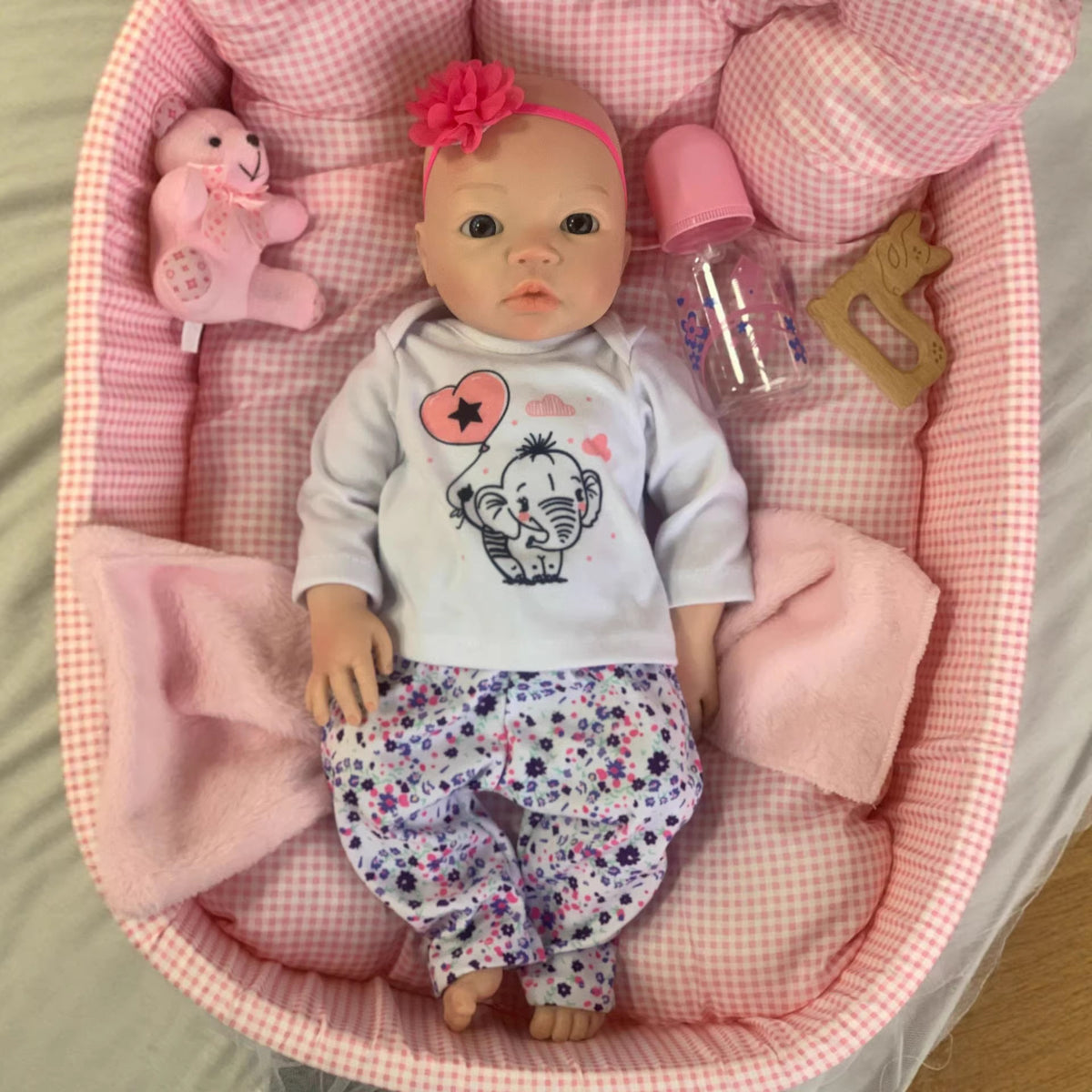 Realistic 18 inch Full Soild Silicone Reborn Doll Soft Bendable Limbs Non-Toxic Safe Kids Companion Doll