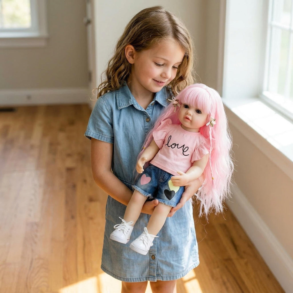 22 inch heart-shaped denim shorts Betty simulation reincarnation doll reborn doll