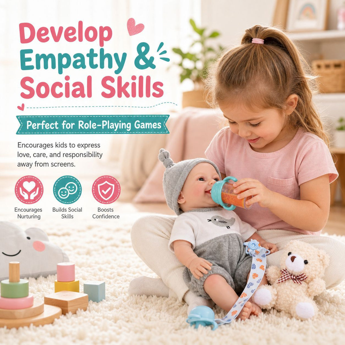 12 Inch Handcrafted Reborn Baby Doll with Full Soild Silicone Body, Gift Toy for Little Girls Collectors